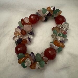 Multicolor Gemstone Stretch Beaded Bracelet